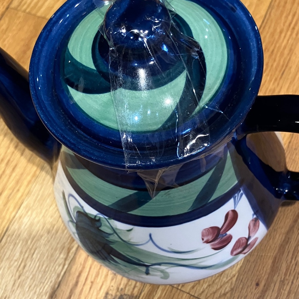 Artisan Ceramic Teapot in Blue and Green